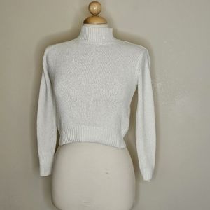 Aritzia Wilfred Chanille Sweater Womens Size XS Mock Neck Cropped Pullover